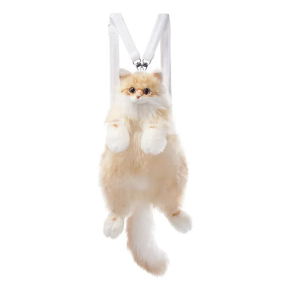 Orange Cat Simulation Fashion Plush Backpack PP Cotton Filling Adorable Cat Bag Realistic Cat Backpack for Adults/Kids