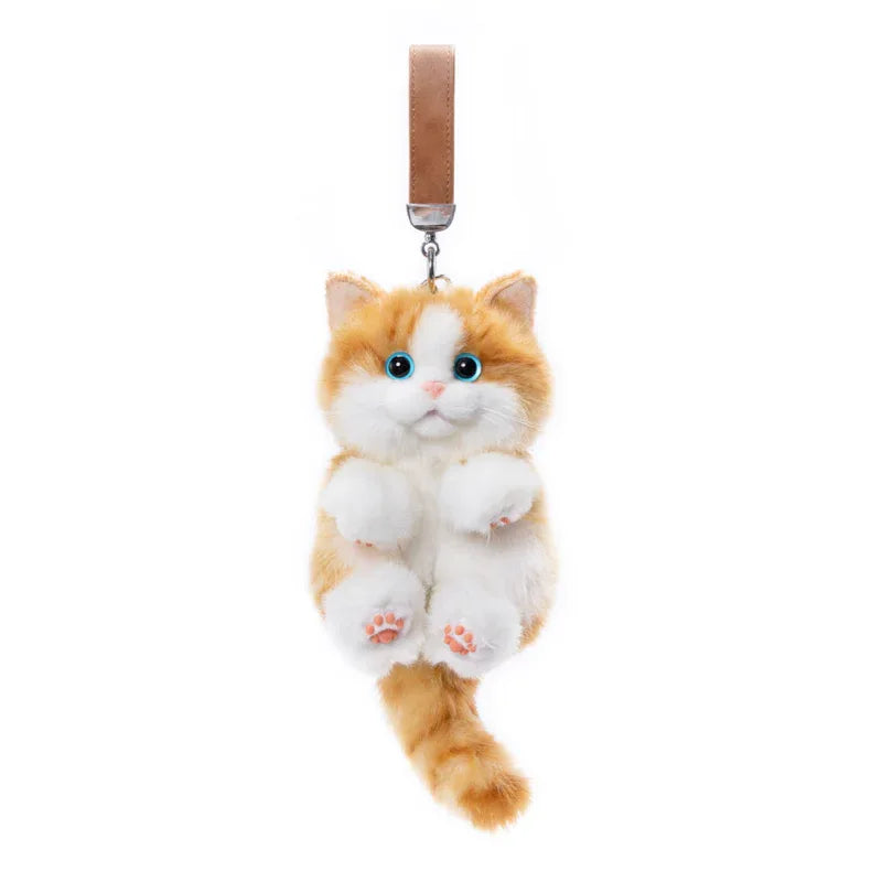 Soft Simulated Cat Mini Plush Animal Keychain Pendant Cute Unique Design Keychains/Bag Charm for Christmas Gift