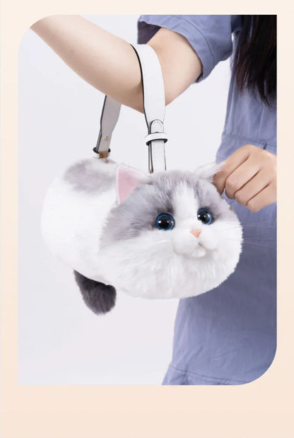 Handmade Adjustable Chain Cat Soft Plush One-Shoulder Handbag Rag Doll Fashion Cute Toy Gift