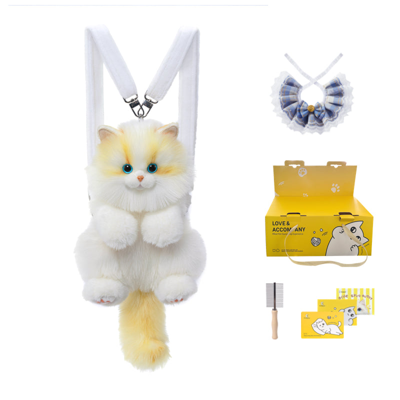 Convenient Medium Sitting Cat Simulation Cute Stylish Lifelike Plush Cat Backpack for Adults/Kids