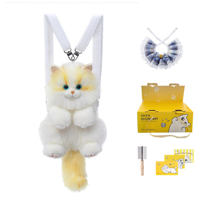 Convenient Medium Sitting Cat Simulation Cute Stylish Lifelike Plush Cat Backpack for Adults/Kids