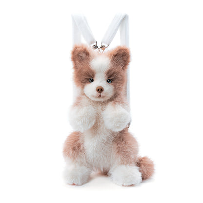 Simulated Meteorite Border Collie Dog Soft Lightweight Bag Cute Funny Plush Toy Backpack Filled PP Cotton for Unisex