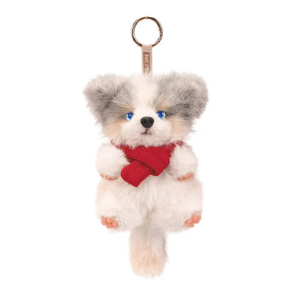 Realistic 1:1 Merle Border Collie Plush Keychain Polyester Fiber Lifelike Dog Bag Charm with Premium Silk Cotton Filling