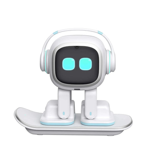 AI EMO Robot Cute Battery Operated Toy Light Sound Plastic Construction Four-Wheeled Mecanum Wheel Chassis Intelligent Pet