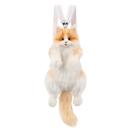 PP Cotton Filled Stitch Orange Cat Design Custom Cat Plush Backpack Soft Stuffed Animal Bag for Kids Women Gift