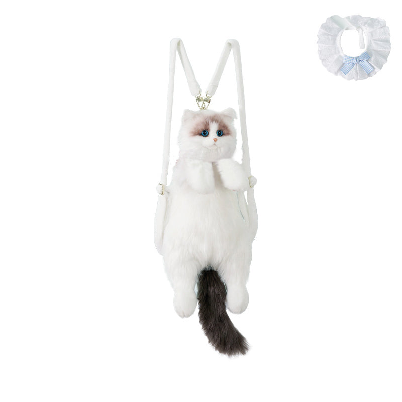 Lifelike Cat Shaped Backpack Toys Large Ragdoll Bag
