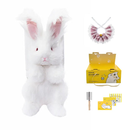 Polyester Cute Simulated Angora Rabbit Plush Backpacks Soft Plush Large Capacity Bag for Birthday Gift