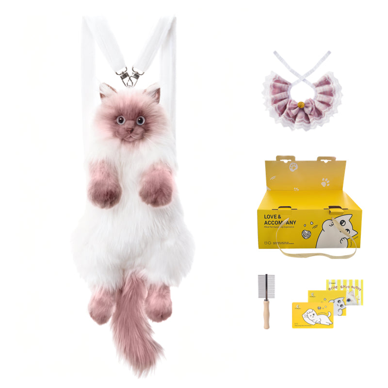 Soft Plush PP Cotton Filled Siamese Cat Animal Backpack Toys Adorable Cat Bag for Adults / Kids