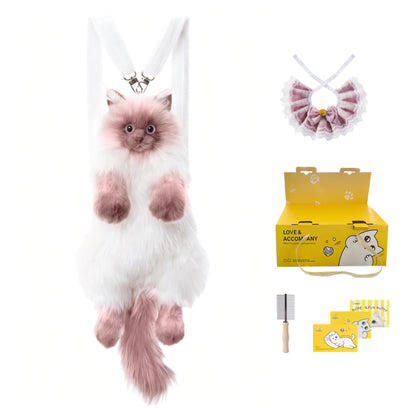 Soft Plush PP Cotton Filled Siamese Cat Animal Backpack Toys Adorable Cat Bag for Adults / Kids