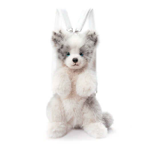 Simulated Meteorite Border Collie Dog Soft Lightweight Bag Cute Funny Plush Toy Backpack Filled PP Cotton for Unisex