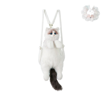 Lifelike Cat Shaped Backpack Toys Large Ragdoll Bag