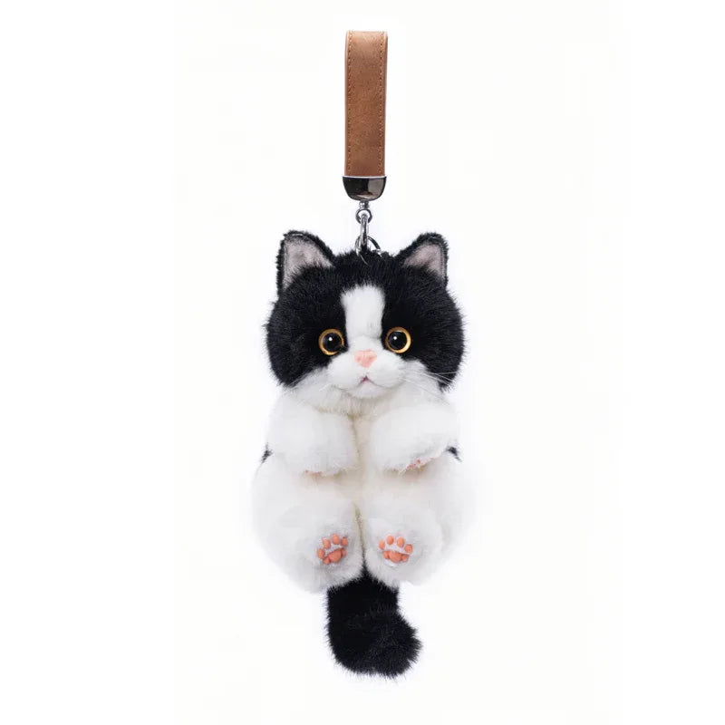 Soft Simulated Cat Mini Plush Animal Keychain Pendant Cute Unique Design Keychains/Bag Charm for Christmas Gift