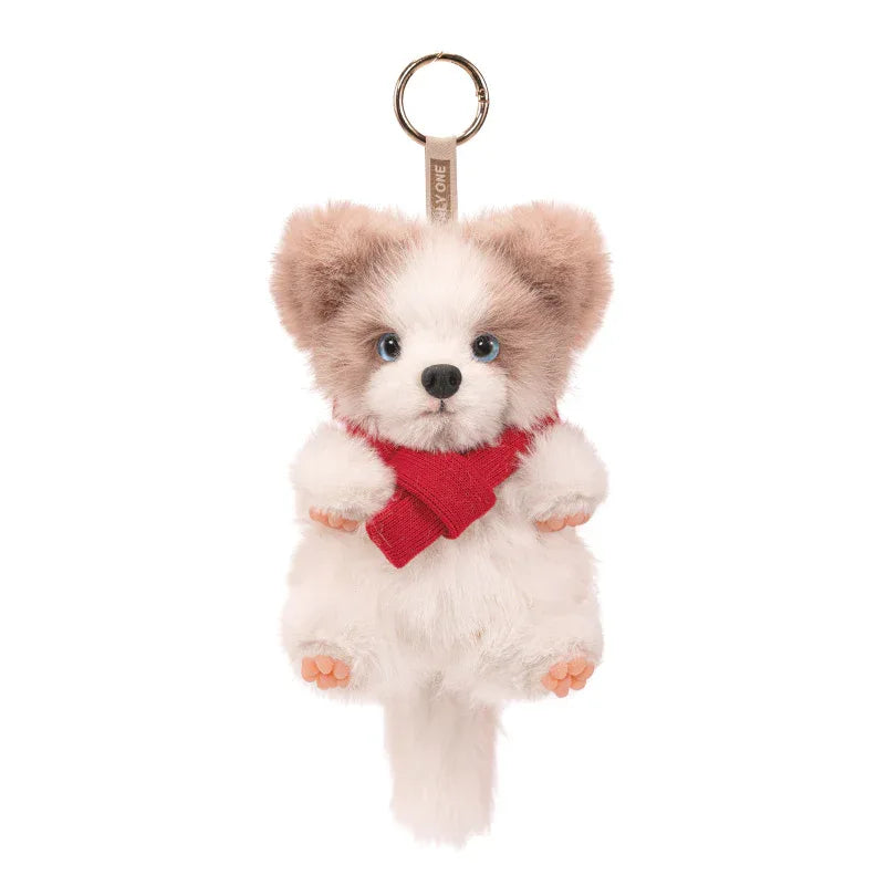 Realistic 1:1 Merle Border Collie Plush Keychain Polyester Fiber Lifelike Dog Bag Charm with Premium Silk Cotton Filling