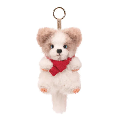 Realistic 1:1 Merle Border Collie Plush Keychain Polyester Fiber Lifelike Dog Bag Charm with Premium Silk Cotton Filling