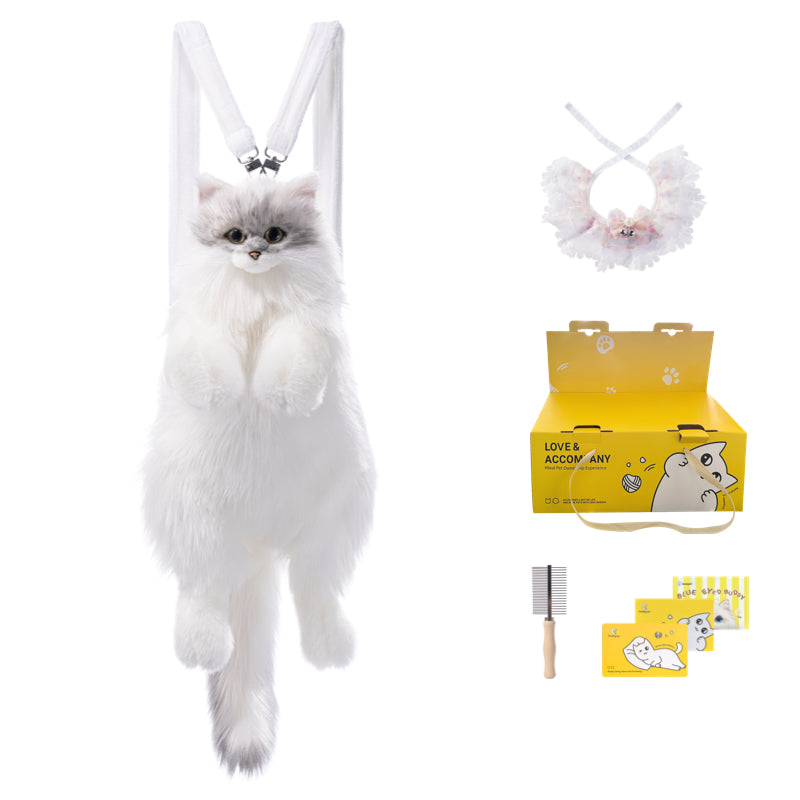 Simulated Chinchilla Cat Plush Polyester Toy Backpacks Savings Function Companion Chinchilla Cat-shaped Backpack