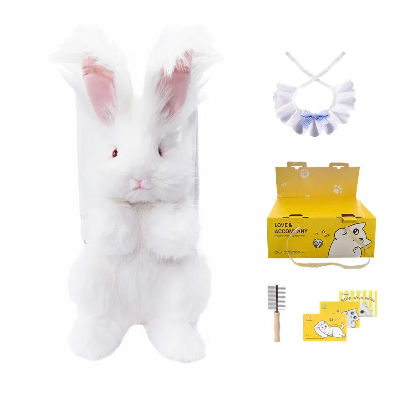 Polyester Cute Simulated Angora Rabbit Plush Backpacks Soft Plush Large Capacity Bag for Birthday Gift