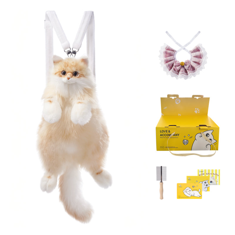 Soft Plush Orange Cat Simulation Backpack Doll Pure Handmade Lightweight 1:1 Restoration Decompression Toy