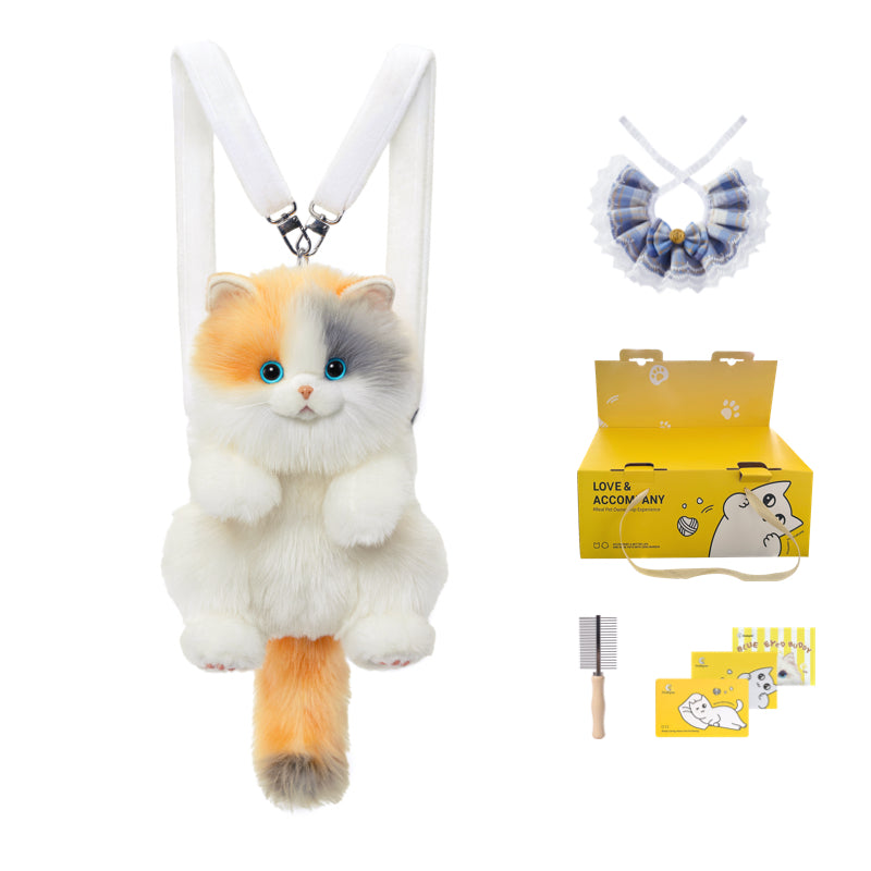 Convenient Medium Sitting Cat Simulation Cute Stylish Lifelike Plush Cat Backpack for Adults/Kids