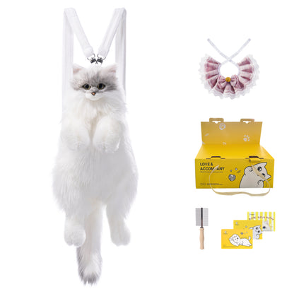 Simulated Chinchilla Cat Plush Polyester Toy Backpacks Savings Function Companion Chinchilla Cat-shaped Backpack