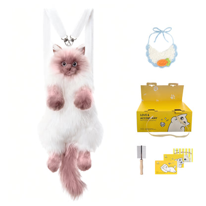 Soft Plush PP Cotton Filled Siamese Cat Animal Backpack Toys Adorable Cat Bag for Adults / Kids