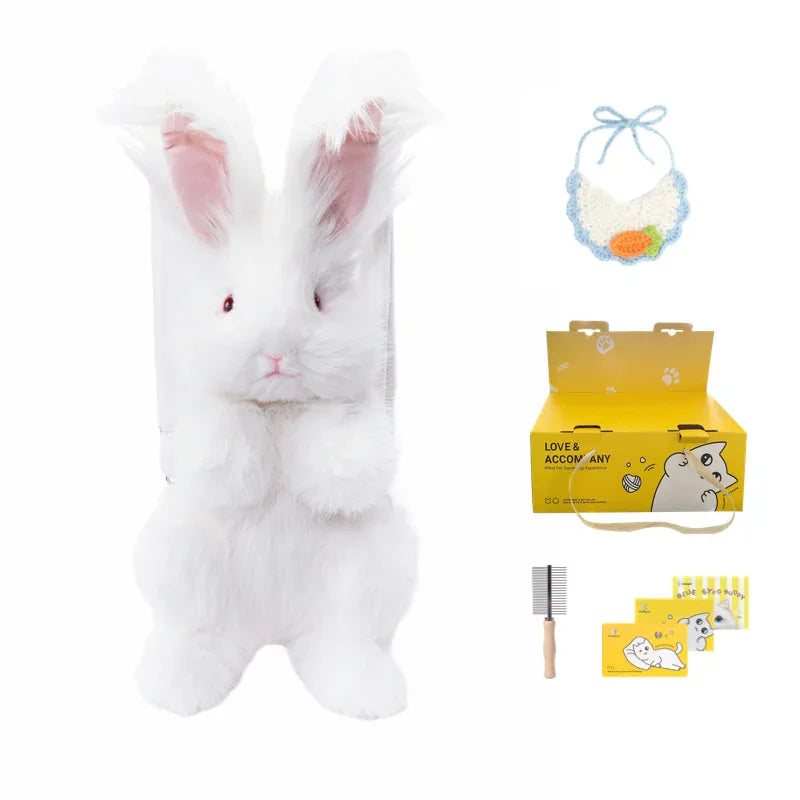Polyester Cute Simulated Angora Rabbit Plush Backpacks Soft Plush Large Capacity Bag for Birthday Gift