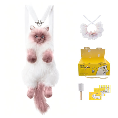 Soft Plush PP Cotton Filled Siamese Cat Animal Backpack Toys Adorable Cat Bag for Adults / Kids