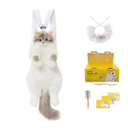 Cute Coffee Bobcat Pattern Simulated Lynx Cat Unique Design Lightweight Plush Doll Backpack for Girls Women