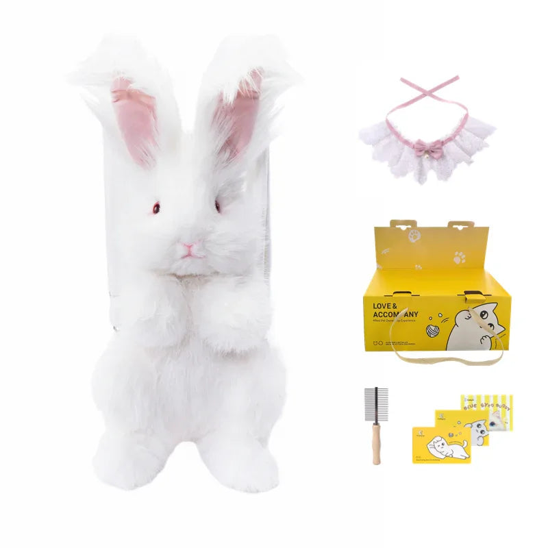 Polyester Cute Simulated Angora Rabbit Plush Backpacks Soft Plush Large Capacity Bag for Birthday Gift