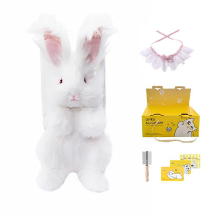 Polyester Cute Simulated Angora Rabbit Plush Backpacks Soft Plush Large Capacity Bag for Birthday Gift