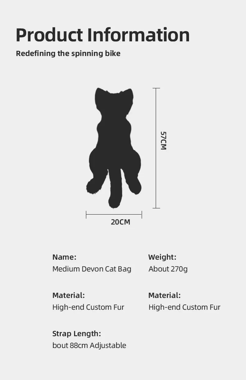 Medium Size Devon Rex Cat Plush Backpack Simulation PP Cotton Filling Stress Relief Toy