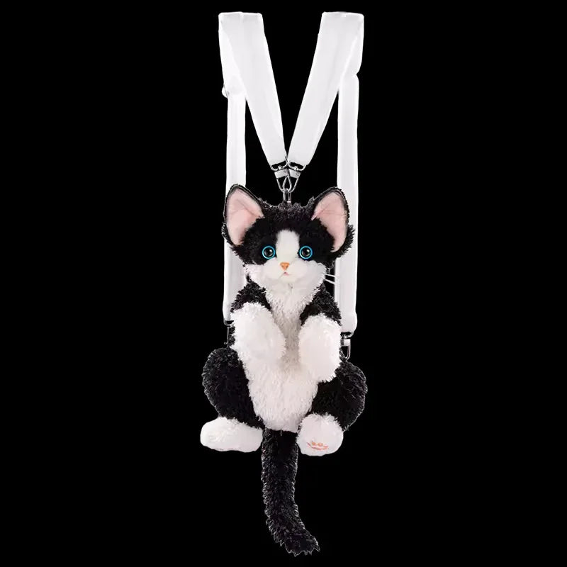 Medium Size Devon Rex Cat Plush Backpack Simulation PP Cotton Filling Stress Relief Toy