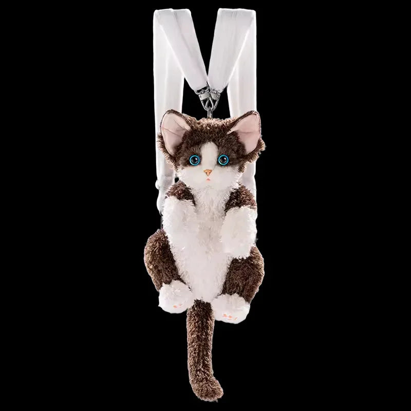 Medium Size Devon Rex Cat Plush Backpack Simulation PP Cotton Filling Stress Relief Toy