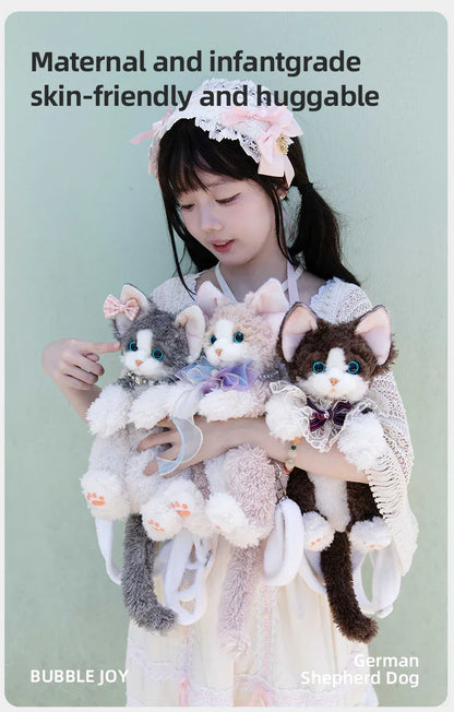 Medium Size Devon Rex Cat Plush Backpack Simulation PP Cotton Filling Stress Relief Toy