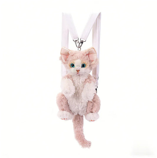 Medium Size Devon Rex Cat Plush Backpack Simulation PP Cotton Filling Stress Relief Toy