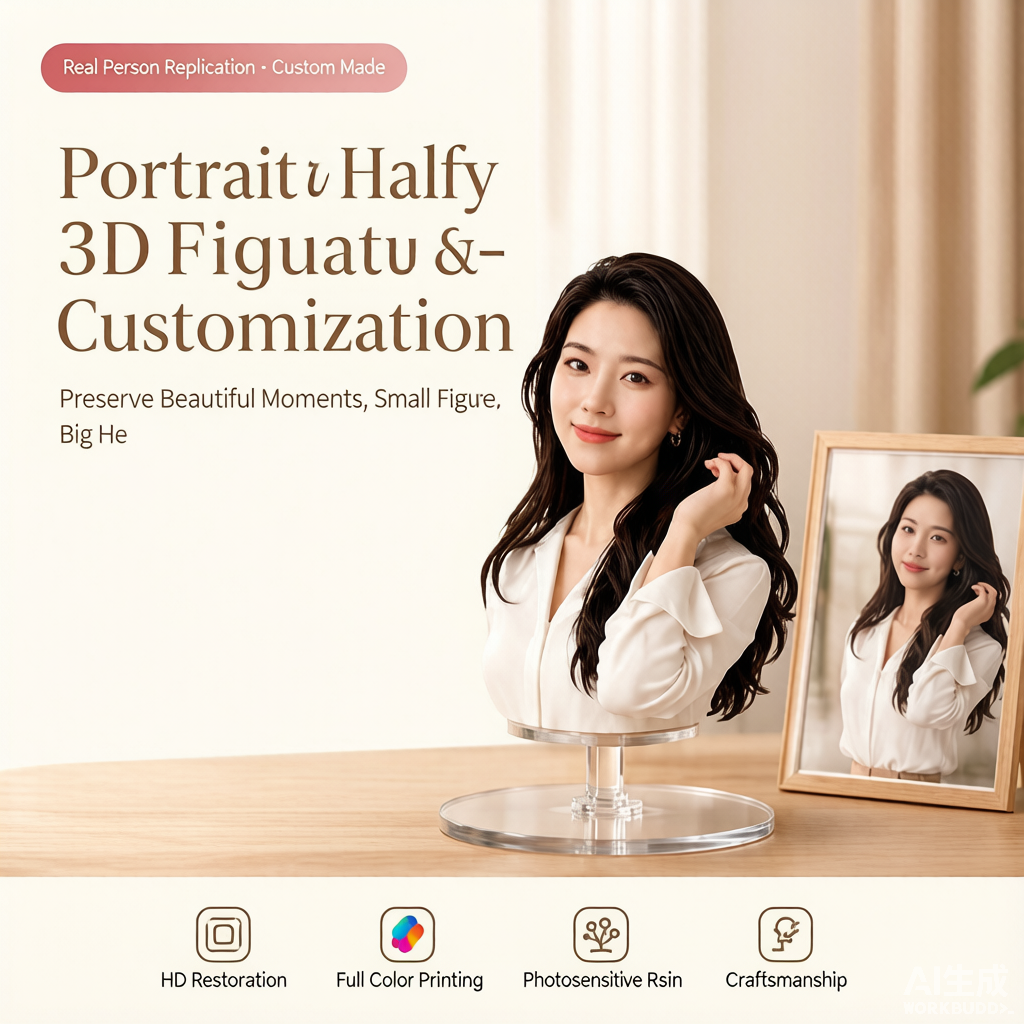 Half-Body Bust Figurine – Custom 3D Professional Portrait From Your Photo (Style A)