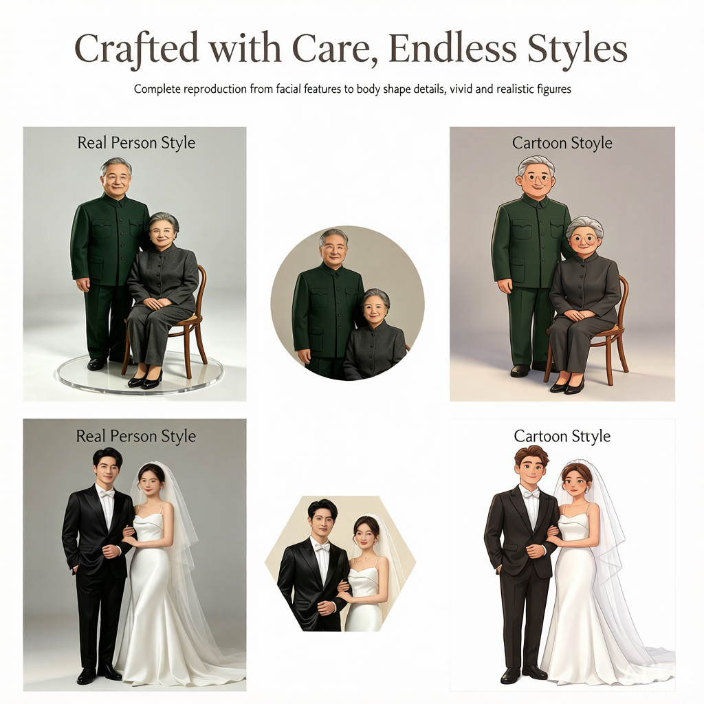 Wedding Couple Figurine – Custom 3D Wedding Portrait From Your Photo (Style A)