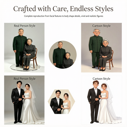 Wedding Couple Figurine – Custom 3D Wedding Portrait From Your Photo (Style A)