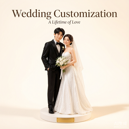 Wedding Couple Figurine – Custom 3D Wedding Portrait From Your Photo (Style A)