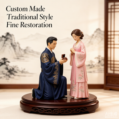 Wedding Couple Figurine – Custom 3D Wedding Portrait From Your Photo (Style A)