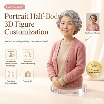 Half-Body Bust Figurine – Custom 3D Professional Portrait From Your Photo (Style A)