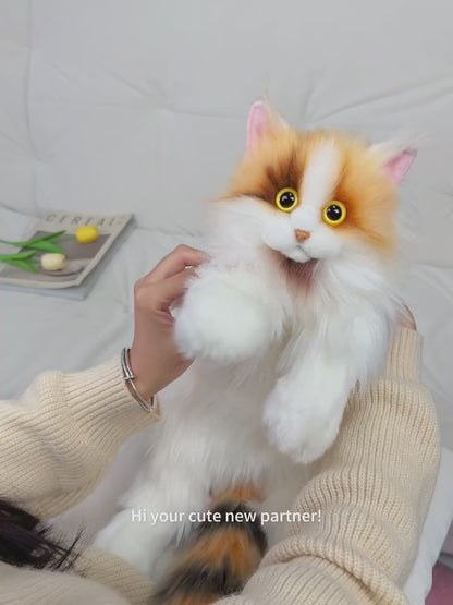 Light Yellow Calico Cat Backpack Simulation Cute Plush Doll Toy for Birthday Gift
