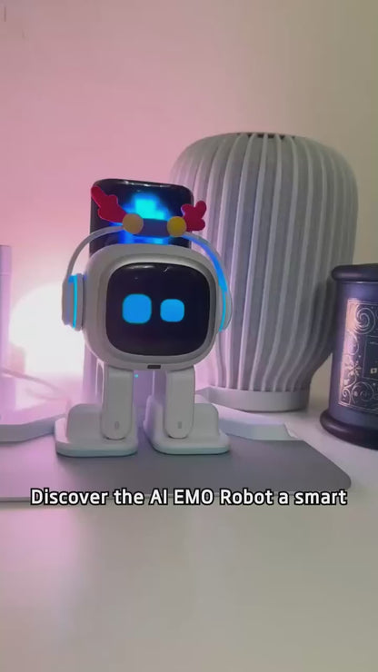 AI EMO Robot Cute Battery Operated Toy Light Sound Plastic Construction Four-Wheeled Mecanum Wheel Chassis Intelligent Pet