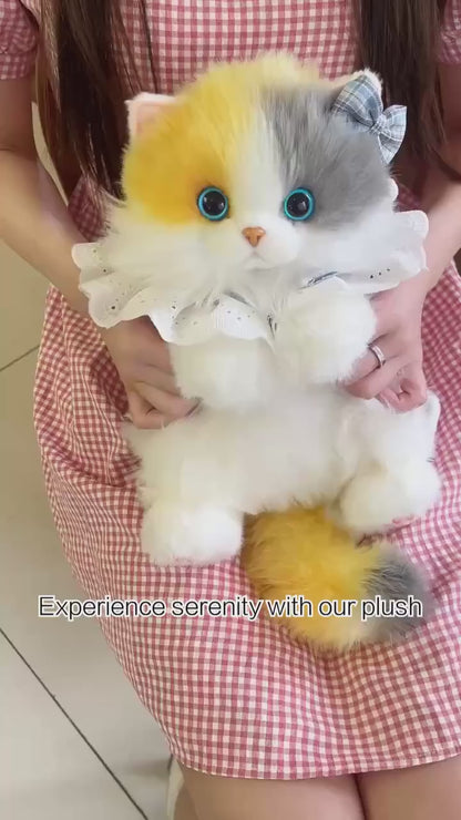 Medium Cute Pink Pearl Simulation Cat Fashionable Daily Companion Unisex Plush Backpack Adorable Cat Bag