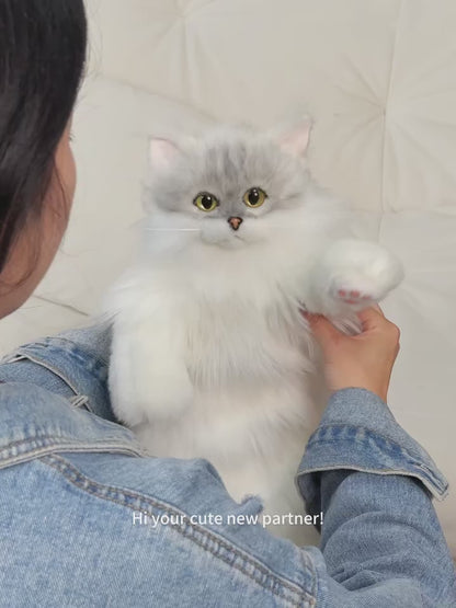 Simulated Chinchilla Cat Plush Polyester Toy Backpacks Savings Function Companion Chinchilla Cat-shaped Backpack