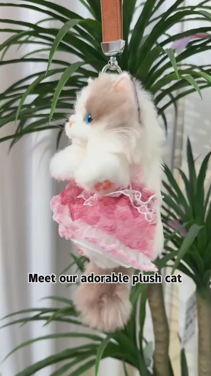 Simulation Sitting Cute Cat Soft Plush Keychain Pendant Handmade Keychains / Bag Charm for Daily