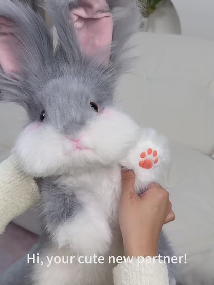 Polyester Cute Simulated Angora Rabbit Plush Backpacks Soft Plush Large Capacity Bag for Birthday Gift