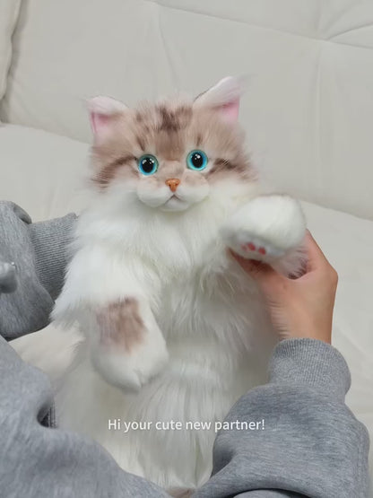 Cute Coffee Bobcat Pattern Simulated Lynx Cat Unique Design Lightweight Plush Doll Backpack for Girls Women